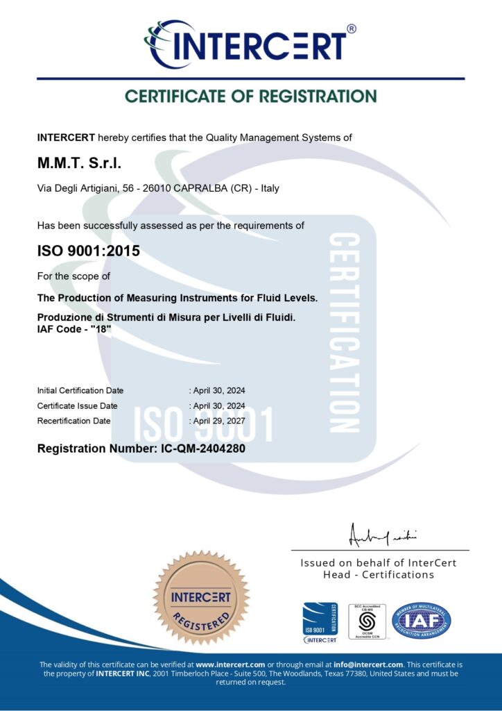 Azienda certificata ISO 9001